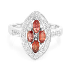 Bague en argent et Rubis rouge du soir