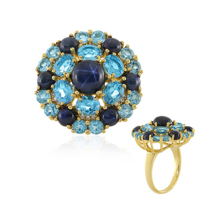 Bague en argent et Saphir étoilé bleu