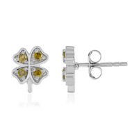 Boucles d'oreilles en argent et Diamant jaune I3