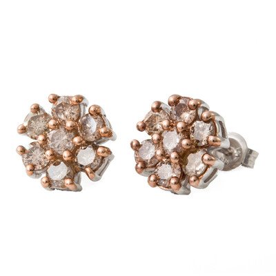 Boucles d'oreilles en argent et Diamant champagne