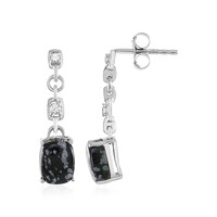 Boucles d'oreilles en argent et Obsidienne Flocon-de-Neige