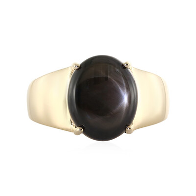 Bague en or et Saphir étoilé noir