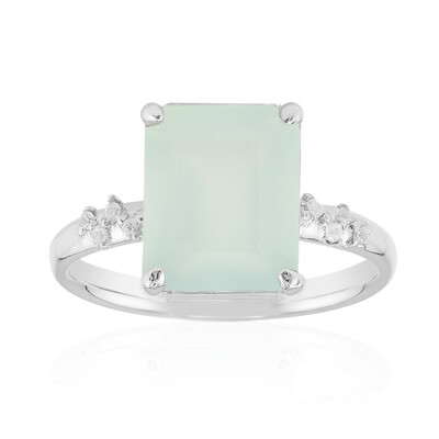 Bague en argent et Calcédoine d'eau