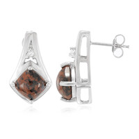Boucles d'oreilles en argent et Obsidienne acajou