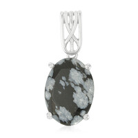 Pendentif en argent et Obsidienne Flocon-de-Neige