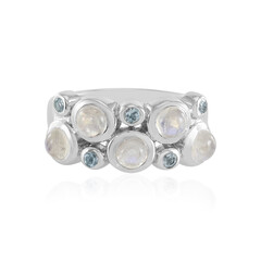 Bague en argent et Pierre de Lune arc-en-ciel (KM by Juwelo)