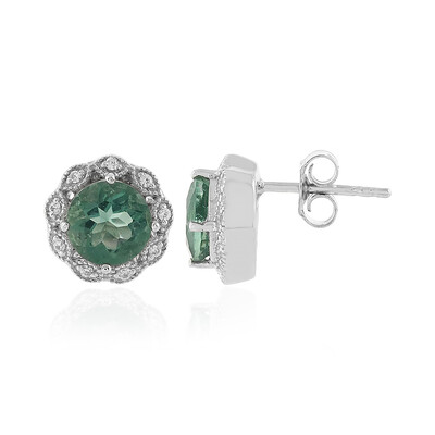 Boucles d'oreilles en argent et Fluorite bleu pétrole de Belgique