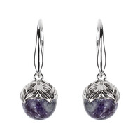 Boucles d'oreilles en argent et Charoïte