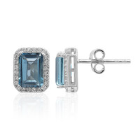 Boucles d'oreilles en argent et Topaze bleu de Londres