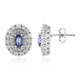 Boucles d'oreilles en argent et Saphir bleu de Ceylan