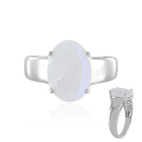 Bague en argent et Pierre de Lune arc-en-ciel