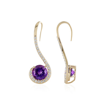 Boucles d'oreilles en or et Améthyste de Sibérie (de Melo)