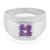 Bague pour homme en argent et Améthyste de Zambie