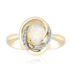 Bague en or et Opale blanche du Brésil