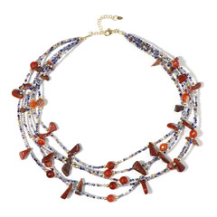 Collier en argent et Agate rouge en bande (Riya)