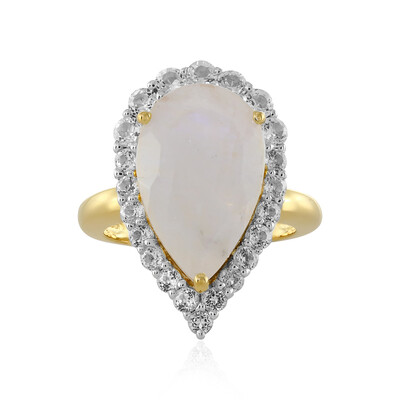 Bague en argent et Pierre de Lune arc-en-ciel