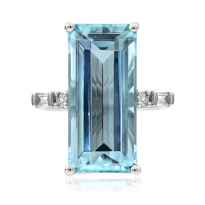 Bague en or et Aigue-Marine du Brésil AAA (AMAYANI)