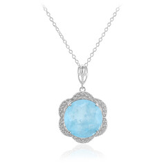 Collier en argent et Quartz bleu pastel