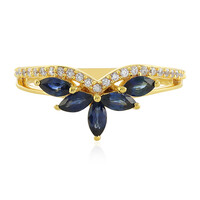 Bague en argent et Saphir bleu de Madagascar