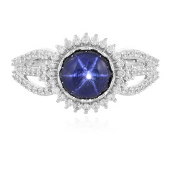 Bague en argent et Saphir étoilé bleu