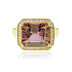 Bague en argent et Topaze mystique couleur pêche