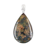 Pendentif en argent et Agate mousse marron