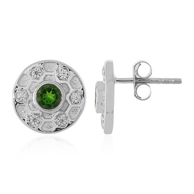 Boucles d'oreilles en argent et Diopside de Russie