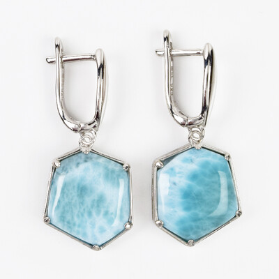 Boucles d'oreilles en argent et Larimar