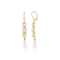 Boucles d'oreilles en argent et Pierre de Lune arc-en-ciel (KM by Juwelo)