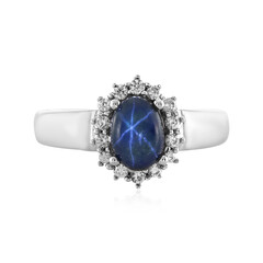 Bague en argent et Saphir étoilé bleu