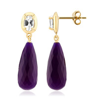 Boucles d'oreilles en argent et Calcédoine pourpre
