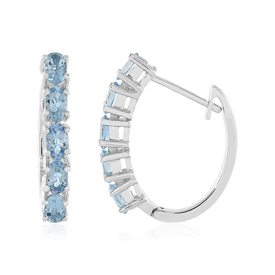 Boucles d'oreilles en argent et Aigue-marine