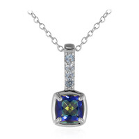 Collier en argent et Quartz mystique bleu