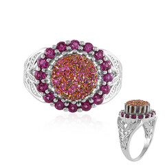 Bague en argent et Agate étincelante rose