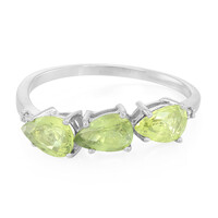 Bague en argent et Saphir vert AAA