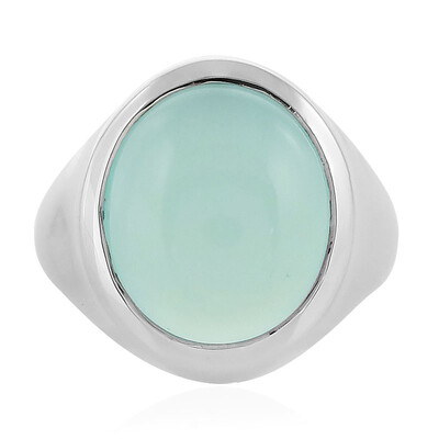 Bague en argent et Calcédoine d'eau