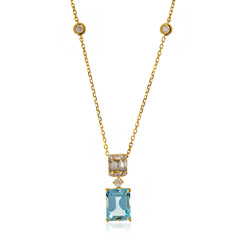 Collier en or et Aigue-Marine du Brésil AAA (AMAYANI)