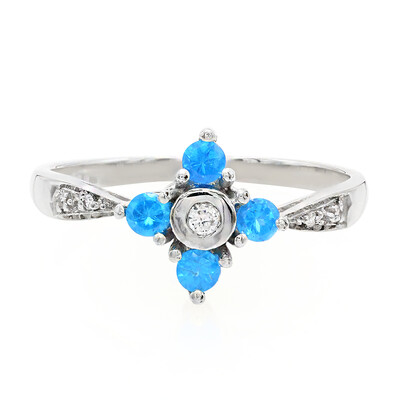 Bague en argent et Apatite bleu néon