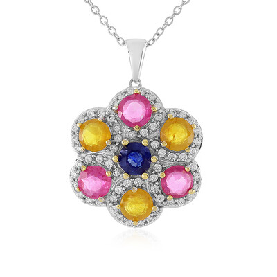 Collier en argent et Saphir bleu de Madagascar