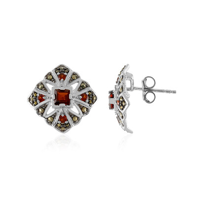 Boucles d'oreilles en argent et Grenat rouge