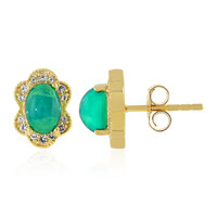 Boucles d'oreilles en argent et Opale verte d'Éthiopie