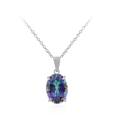 Collier en argent et Quartz mystique bleu