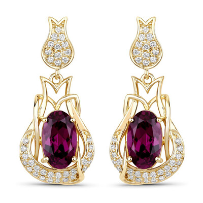 Boucles d'oreilles en or et Grenat magenta (SUHANA)