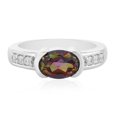 Bague en argent et Topaze mystique sienne