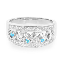 Bague en argent et Apatite bleu néon