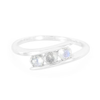 Bague en argent et Pierre de Lune arc-en-ciel
