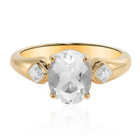 Bague en or et Opale hyalite du Mexique