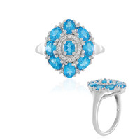 Bague en argent et Apatite bleu néon