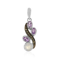 Pendentif en argent et Pierre de Lune arc-en-ciel