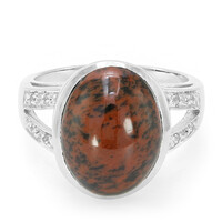 Bague en argent et Obsidienne acajou